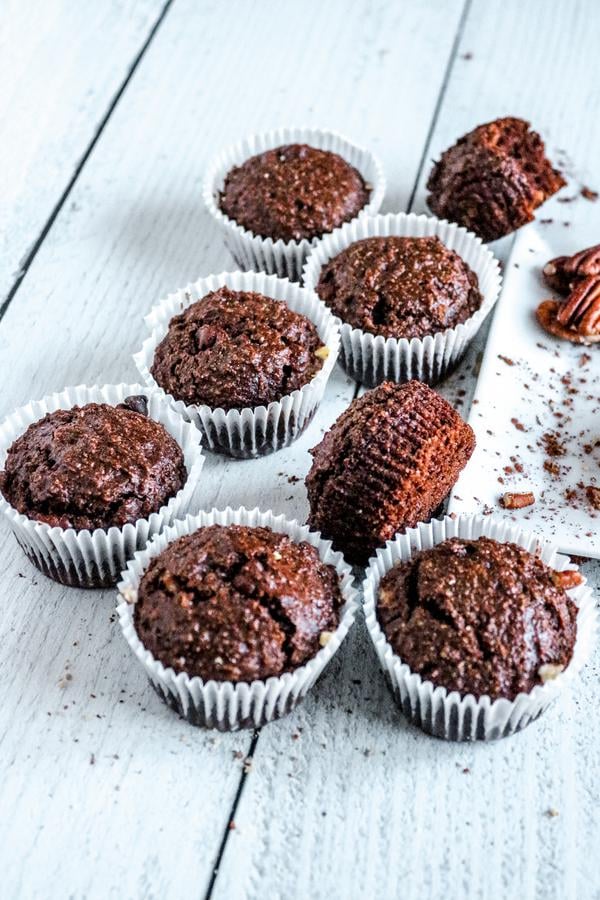 BEST Keto Muffins! Low Carb Pecan Double Chocolate Brownie Muffin Idea – Quick & Easy Ketogenic Diet Recipe – Keto Friendly - Gluten Free - Sugar Free 