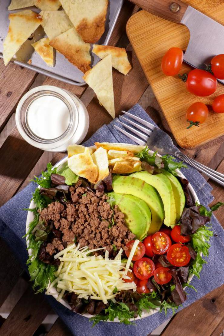BEST Keto Taco Salad! Low Carb Chips & Taco Salad Idea