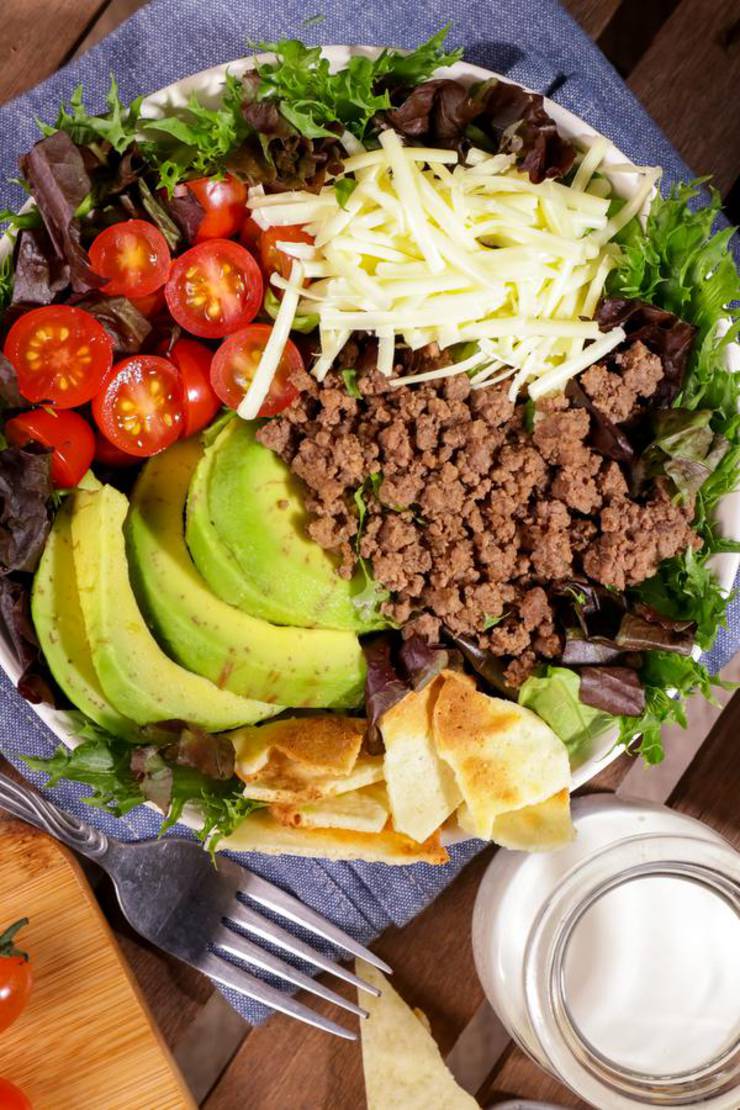 BEST Keto Taco Salad! Low Carb Chips & Taco Salad Idea – Quick & Easy Ketogenic Diet Recipe – Keto Friendly & Beginner - Dinner - Lunch