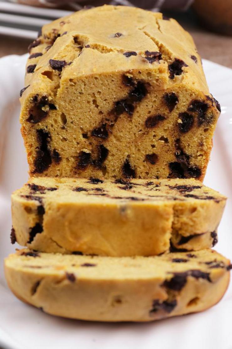BEST Keto Bread! Low Carb Pumpkin Chocolate Chip Loaf Bread Idea – Quick & Easy Gluten Free Recipe – Beginner Keto Friendly – Snacks – Desserts