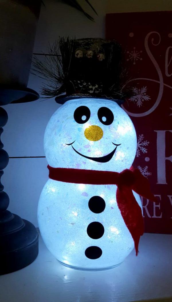 Diy Glitter Snowman With Lights