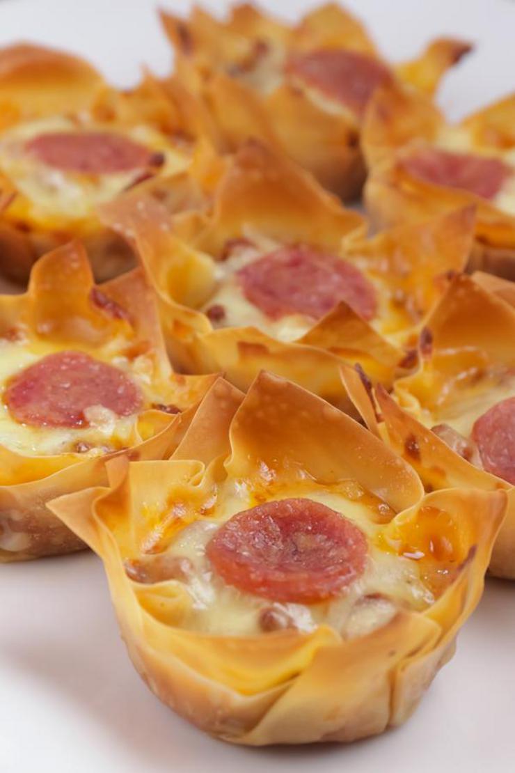 Easy Pizza Cups Best Homemade Wonton Pizza Recipe Finger Food Appetizers Snacks Party