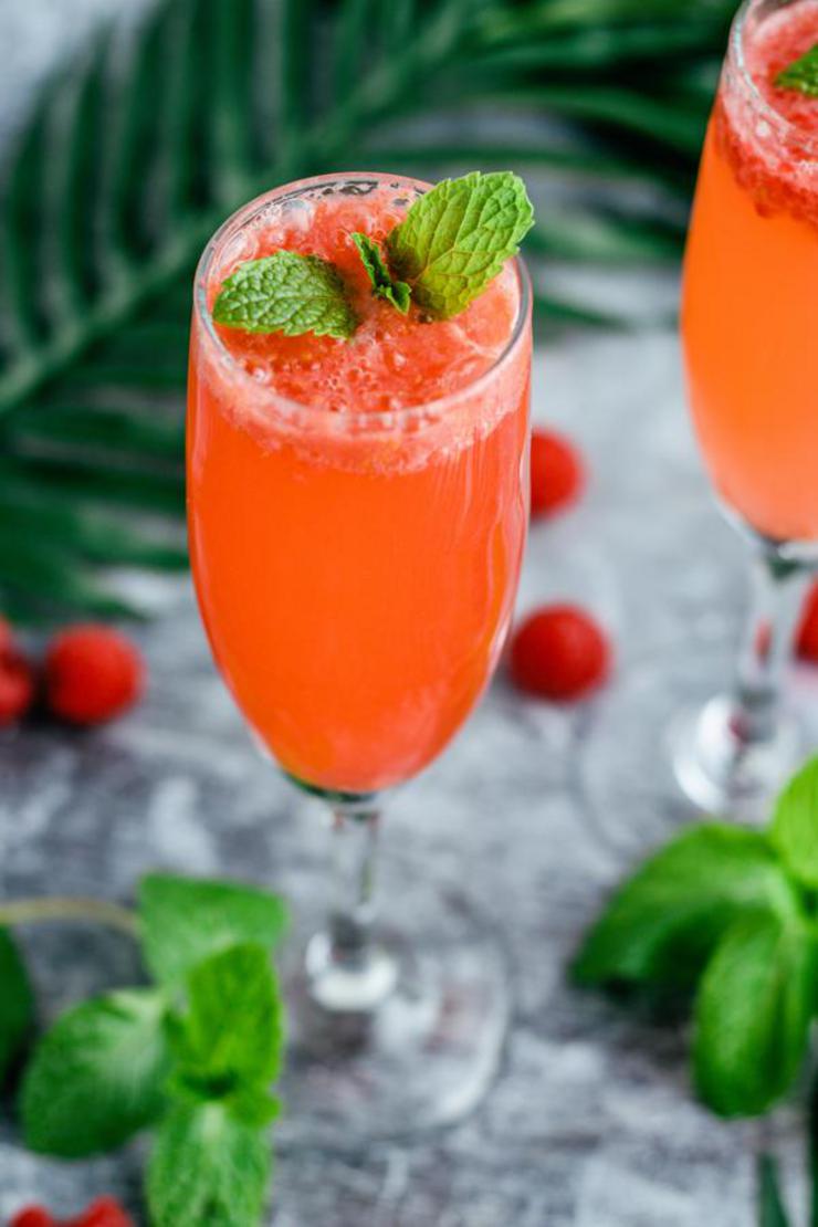 Alcoholic Drinks – BEST Raspberry Champagne Punch Bellini Recipe – Easy