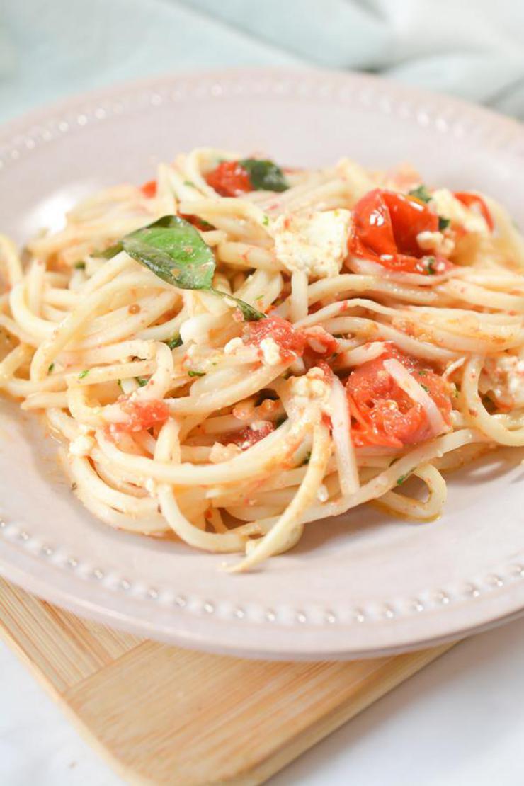 EASY Keto Baked Feta Pasta! Low Carb Feta Pasta Recipe – Tik Tok Food - Quick – Healthy – BEST Ketogenic Diet Dinner – Lunch