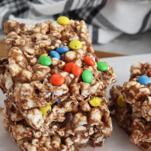 Chocolate Popcorn Bars! BEST Marshmallow Popcorn Bars Recipe – EASY No Bake Food Ideas – Kids Party Food – Snacks – Desserts
