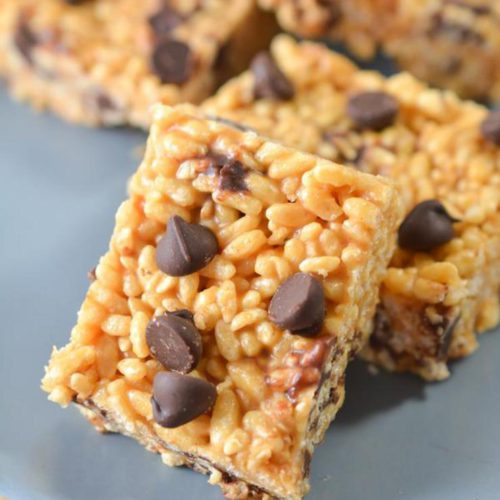 {Easy} Keto Peanut Butter Chocolate Chip Rice Krispies Treats Recipe – Low Carb Desserts – Snacks - Gluten Free