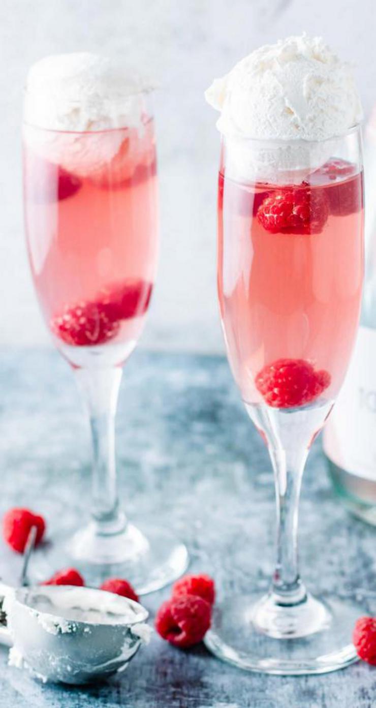 Keto Champagne Cocktail – BEST Low Carb Pink Champagne Float Alcohol Recipe – EASY Ketogenic Diet Alcoholic Drink Mix You Will Love