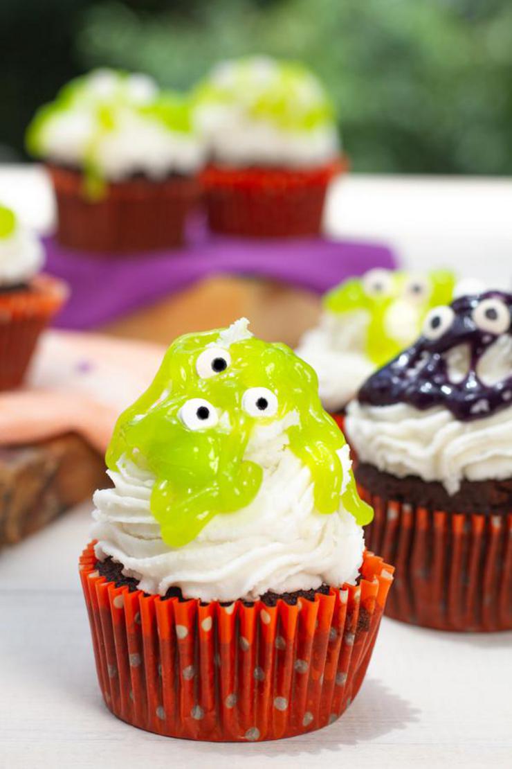 Slime Monster Brownie Cupcakes