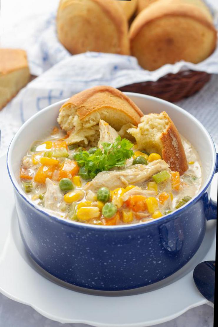 Crockpot Chicken Pot Pie Soup – EASY Slow Cooker Recipe – BEST Comfort Food Soup Dinner – Lunch – Party Food