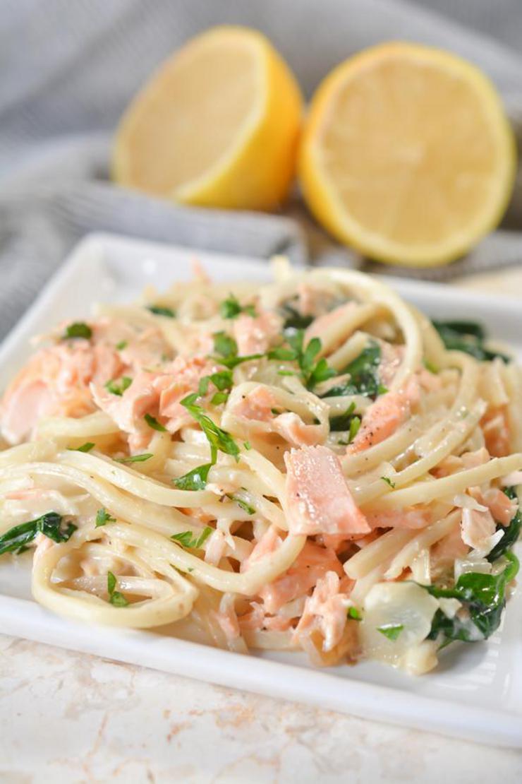 EASY Keto Creamy Salmon Pasta – Low Carb Seafood Pasta Noodles Idea – Quick – Healthy – BEST Recipe – Ketogenic Diet – Dinner – Lunch