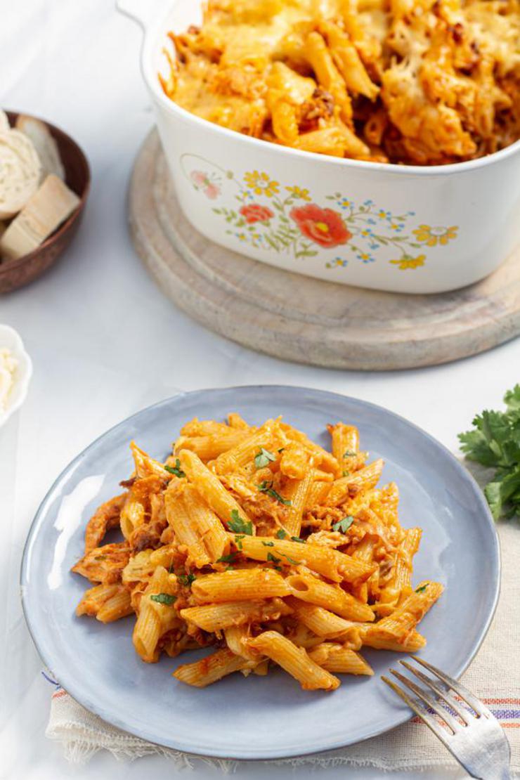 Easy Baked Buffalo Chicken Pasta - Best Homemade Chicken Recipe – Lunch – Dinner – Party Food – Quick – Simple