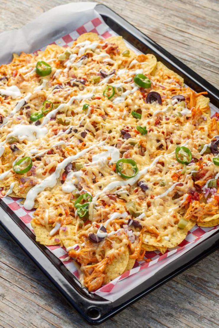 Easy Sheet Pan Buffalo Chicken Nachos – Best Homemade Recipe – Appetizers – Snacks – Party Food – Quick – Simple