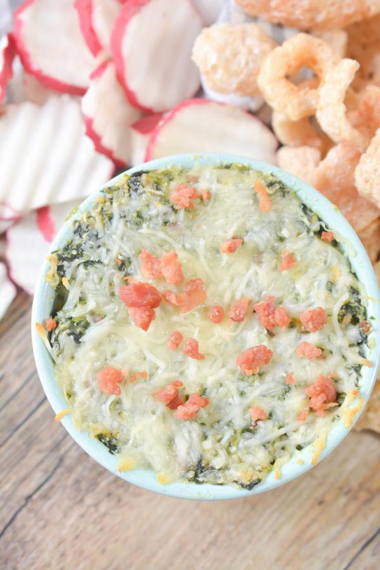 Keto Cheesy Spinach Bacon Dip! BEST Low Carb Dip Idea – Appetizers – Snacks – Side Dishes