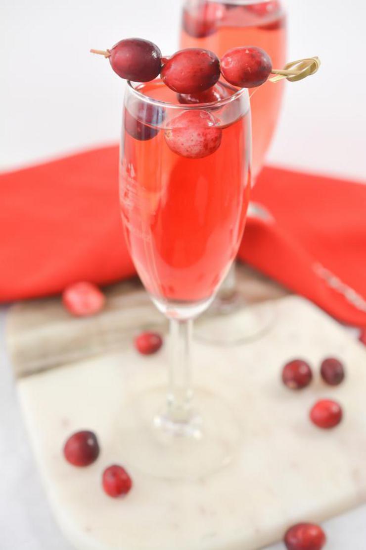 Keto Cocktail – BEST Low Carb Cranberry Champagne Alcoholic Drink Recipe – Sparkling Cranberry Cocktail – Easy & Simple