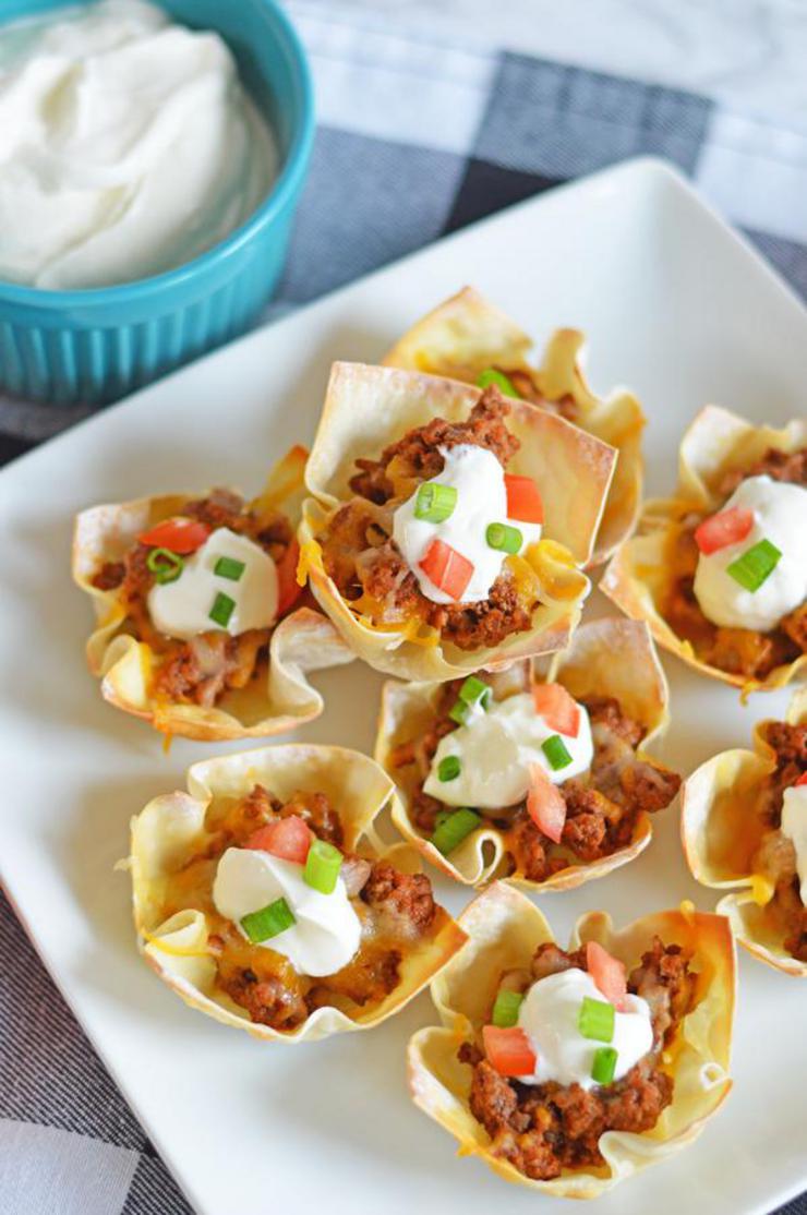 Easy Taco Wonton Cups – Best Homemade Ground Beef Recipe – Appetizers ...