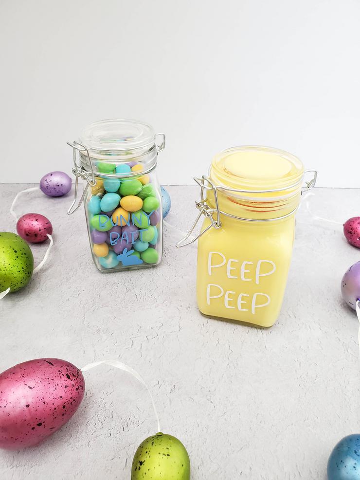 Cricut Crafts - BEST Easter Cricut Craft Project You Will Love - Easy Candy Jar DIY Cricut Idea With FREE SVG File