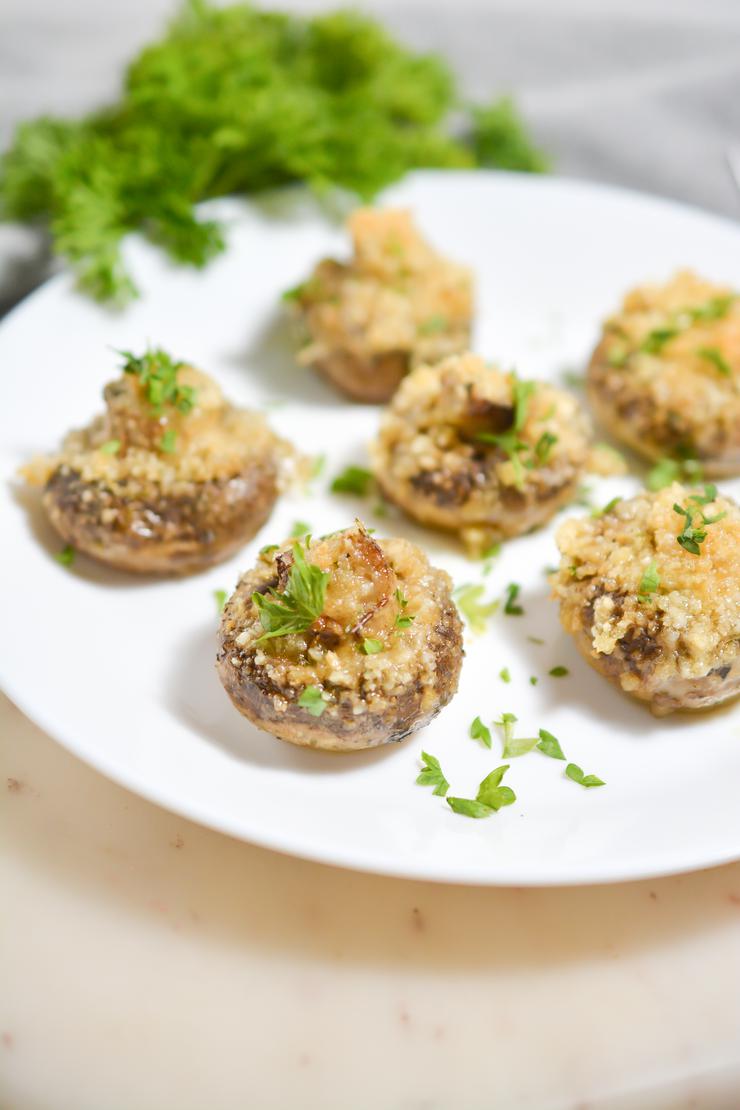 EASY Keto Garlic Parmesan Mushrooms – Low Carb Idea – Gluten Free - Quick – Healthy – BEST Recipe