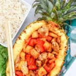BLACKSTONE GRILL SWEET AND TANGY CHICKEN PINEAPPLE BOATS