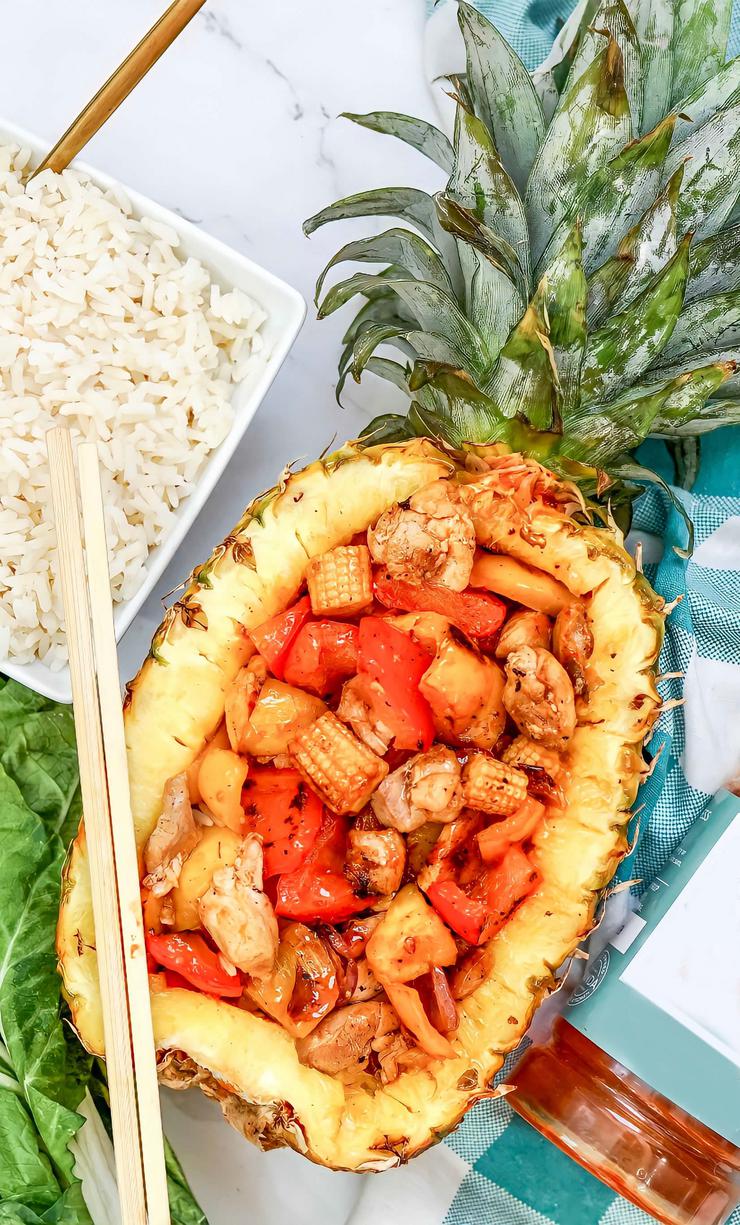 Blackstone Sweet and Tangy Chicken Pineapple Boats