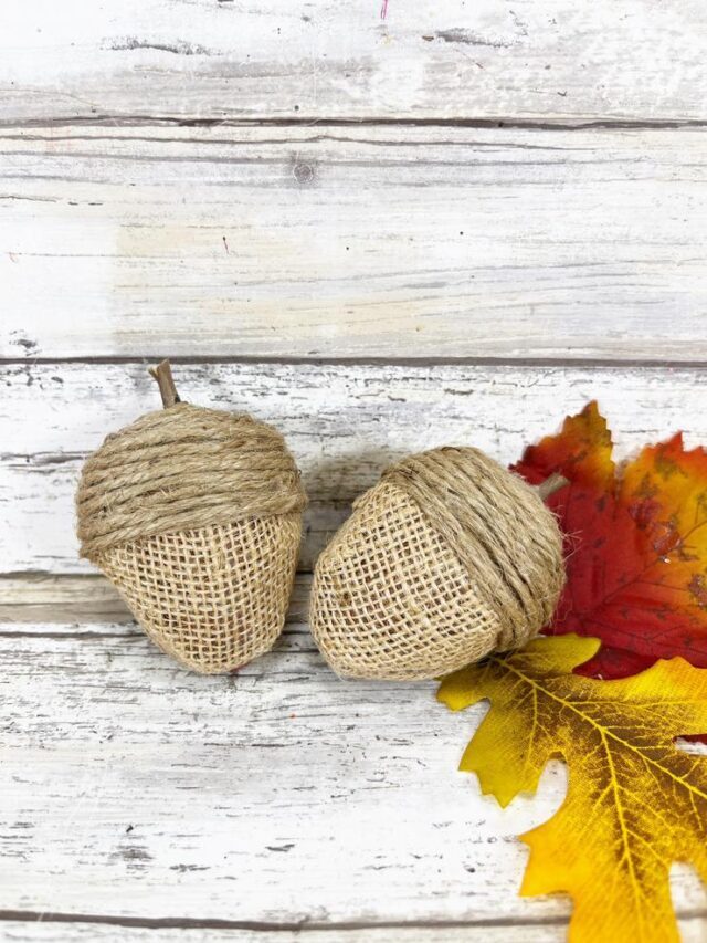 DIY FARMHOUSE DOLLAR TREE BURLAP ACORNS FALL DECOR