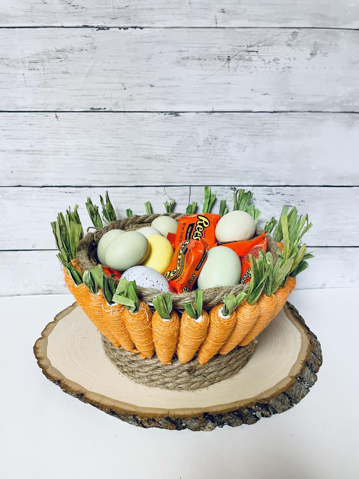 DIY Dollar Tree Carrot Basket - Easy Easter Dollar Store Craft Projects