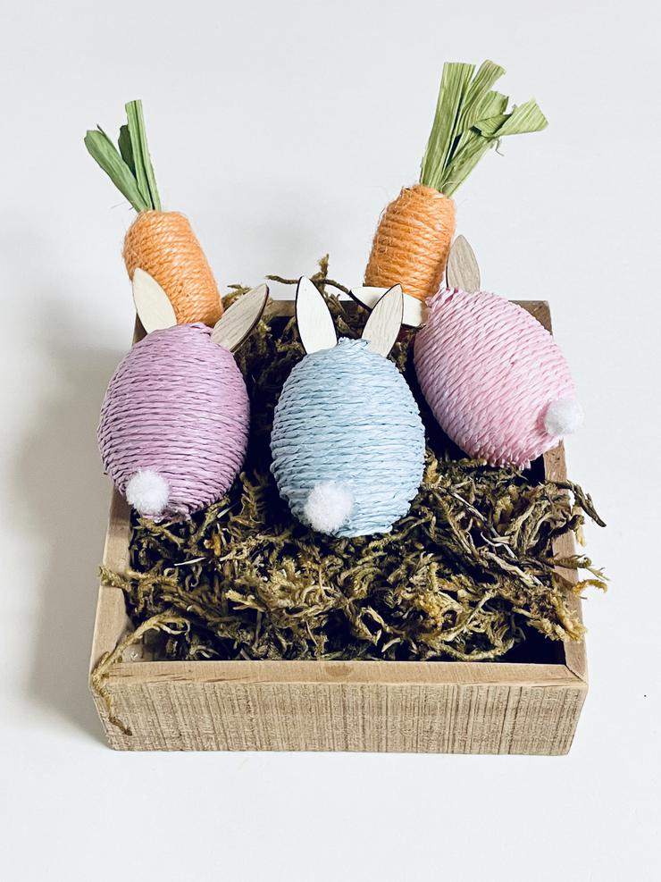 DIY Dollar Tree Farmhouse Twine Easter Bunny Eggs - Easy Easter Spring Dollar Store Craft Projects