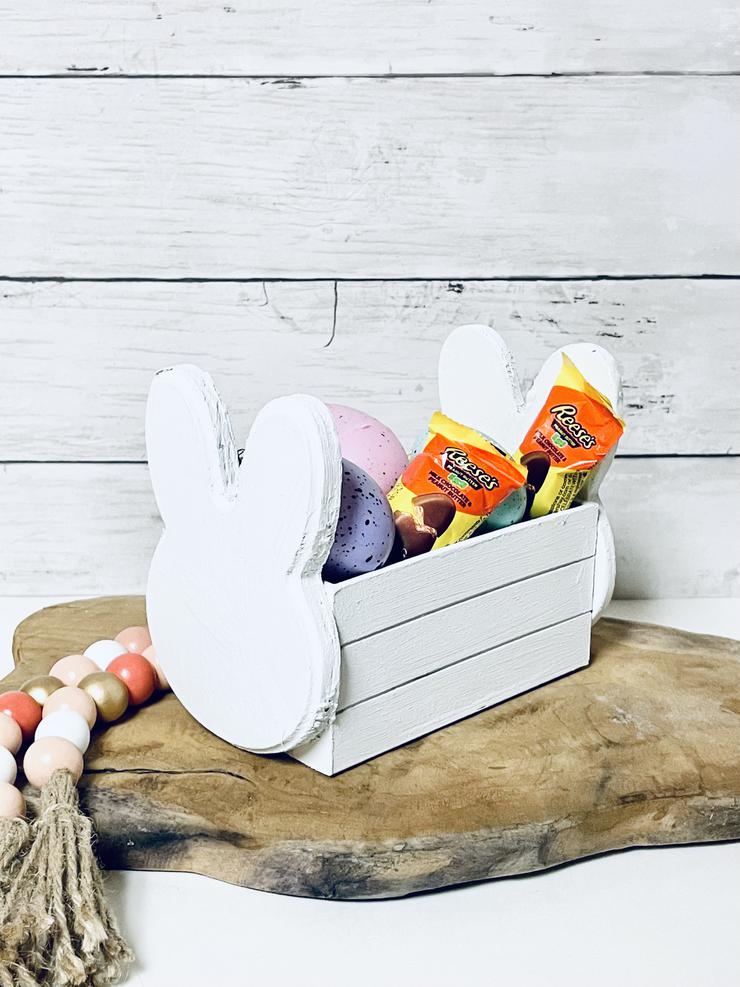 DIY Dollar Tree Farmhouse Bunny Crate - Easy Easter Spring Dollar Store Craft Projects