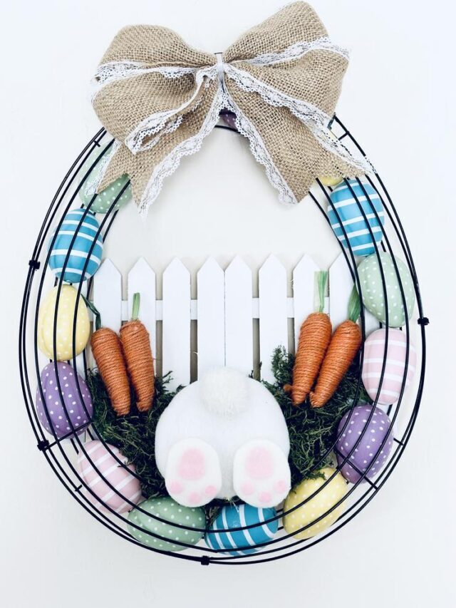 DIY Dollar Tree Easter Egg Bunny Butt Wreath – Dollar Store Crafts