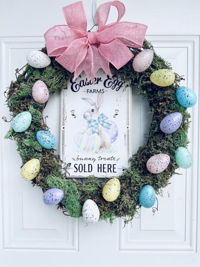 DIY Dollar Tree Egg Moss Wreath – Dollar Store Easter Crafts