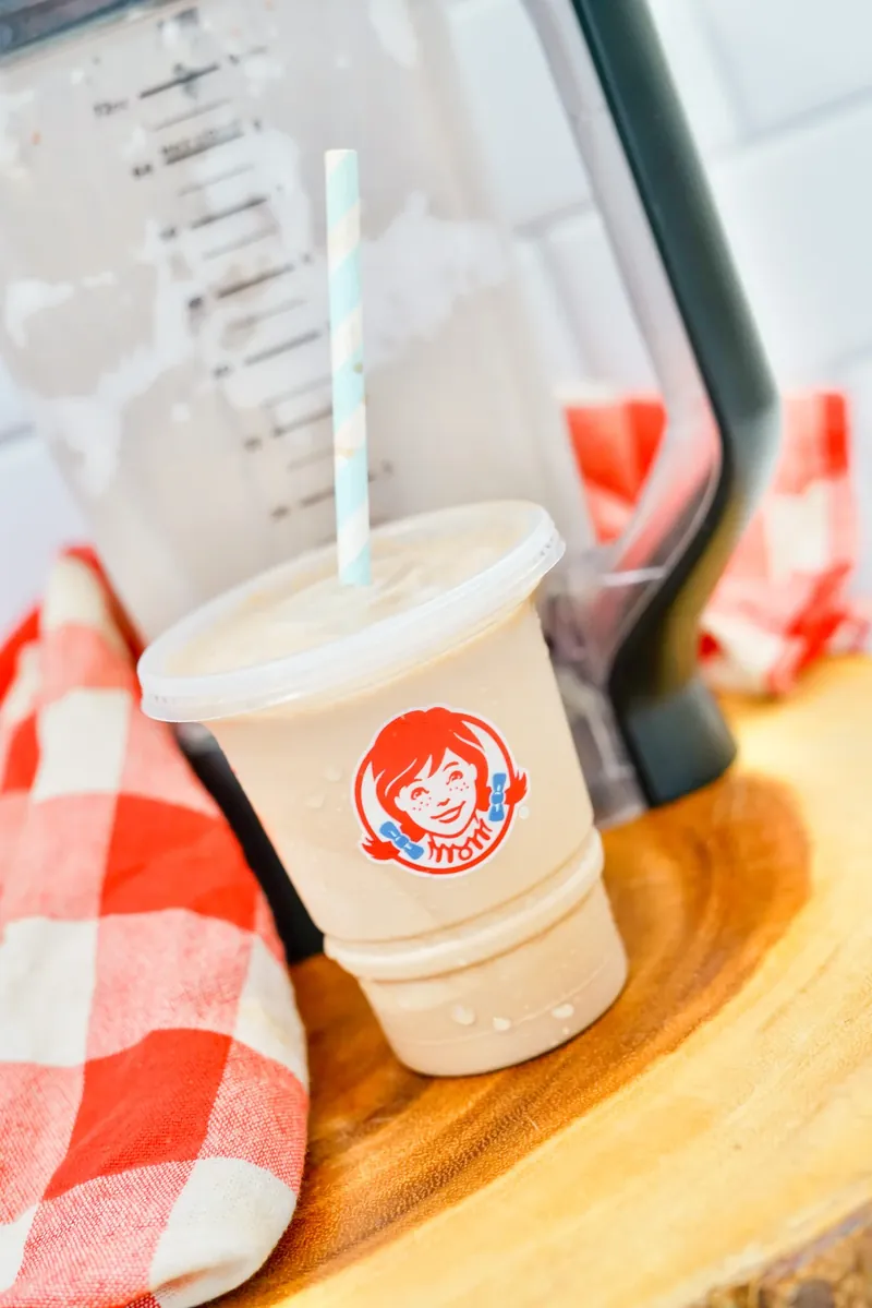 Close up of homemade Wendy's Frosty showing perfect thick consistency