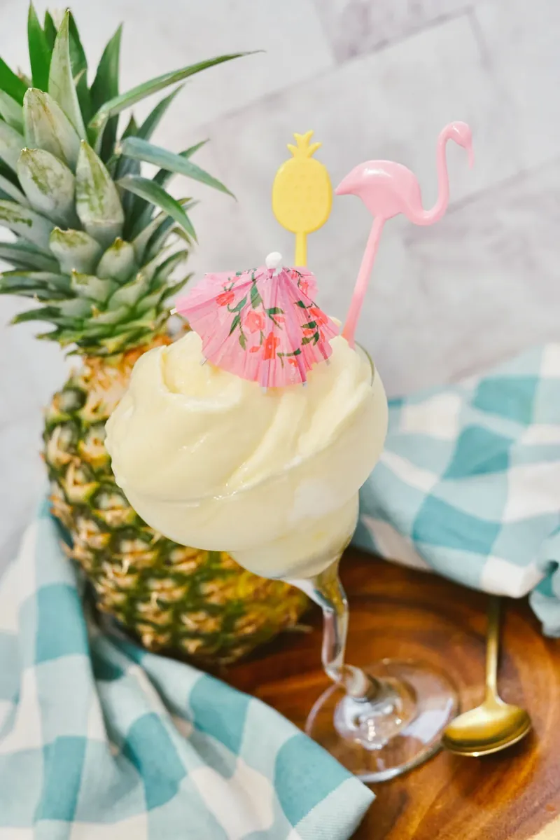 Disney Dole Whip elegantly presented with decorative elements