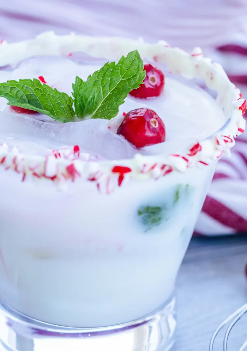 White Christmas mojito presented in chilled glass with full garnish display
